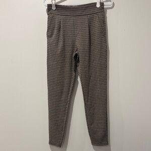 ICHI Women's Brown Checkered Pants